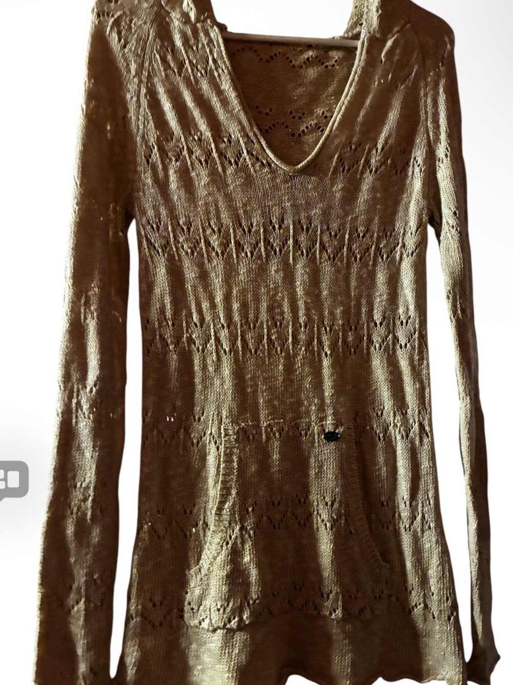 Women’s Roxy beige V-Neck Lightweight Knit Hoodie